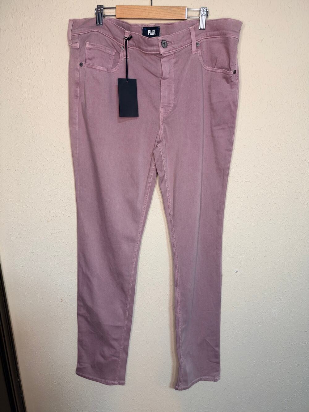 Paige NWT Men's Lennox Jeans Size 36 X 34 Stretch Slim Fit Blush Pink Mauve
